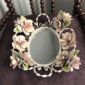 Metal Vintage Floral Vanity Tray/Wall mirror